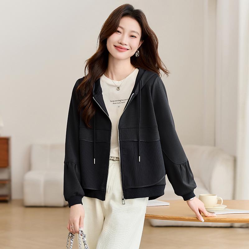 Spring 2025 Women's Casual Loose-Fit Hoodie Jacket - Trendy Age-Reducing Niche Design