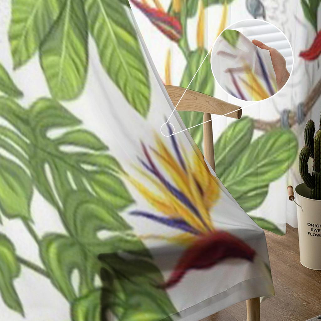 Tropical Plants Flowers And Birds Sheer Curtains For Bedroom Living Room Tulle Curtains For Kitchen Window Voile Curtains