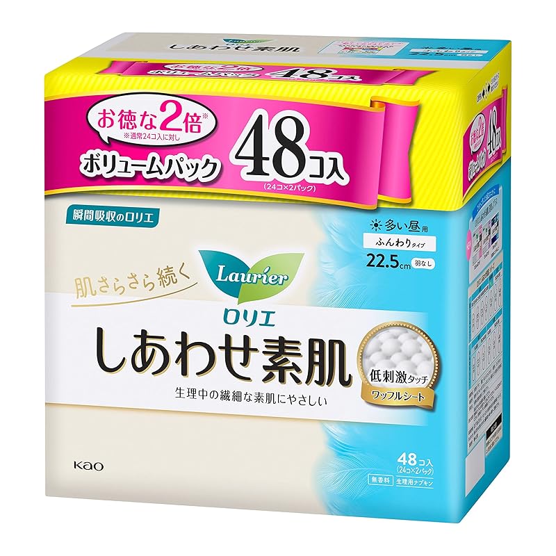 

Laurier [Share Pack] Happy bare skin Soft type Large daytime use No wings 22.5cm 24 pieces x 2 sets (48 pieces)