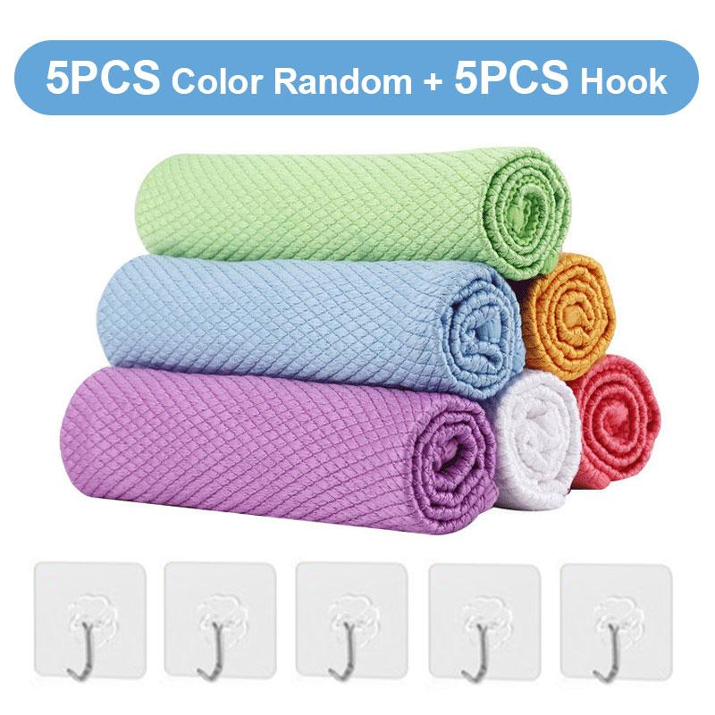Kitchen Cleaning Towel Absorbable Fish Scale Rag Cloth Anti-grease Wiping Rags Glass Reusable Wipe Window Dish Cleaning Cloth
