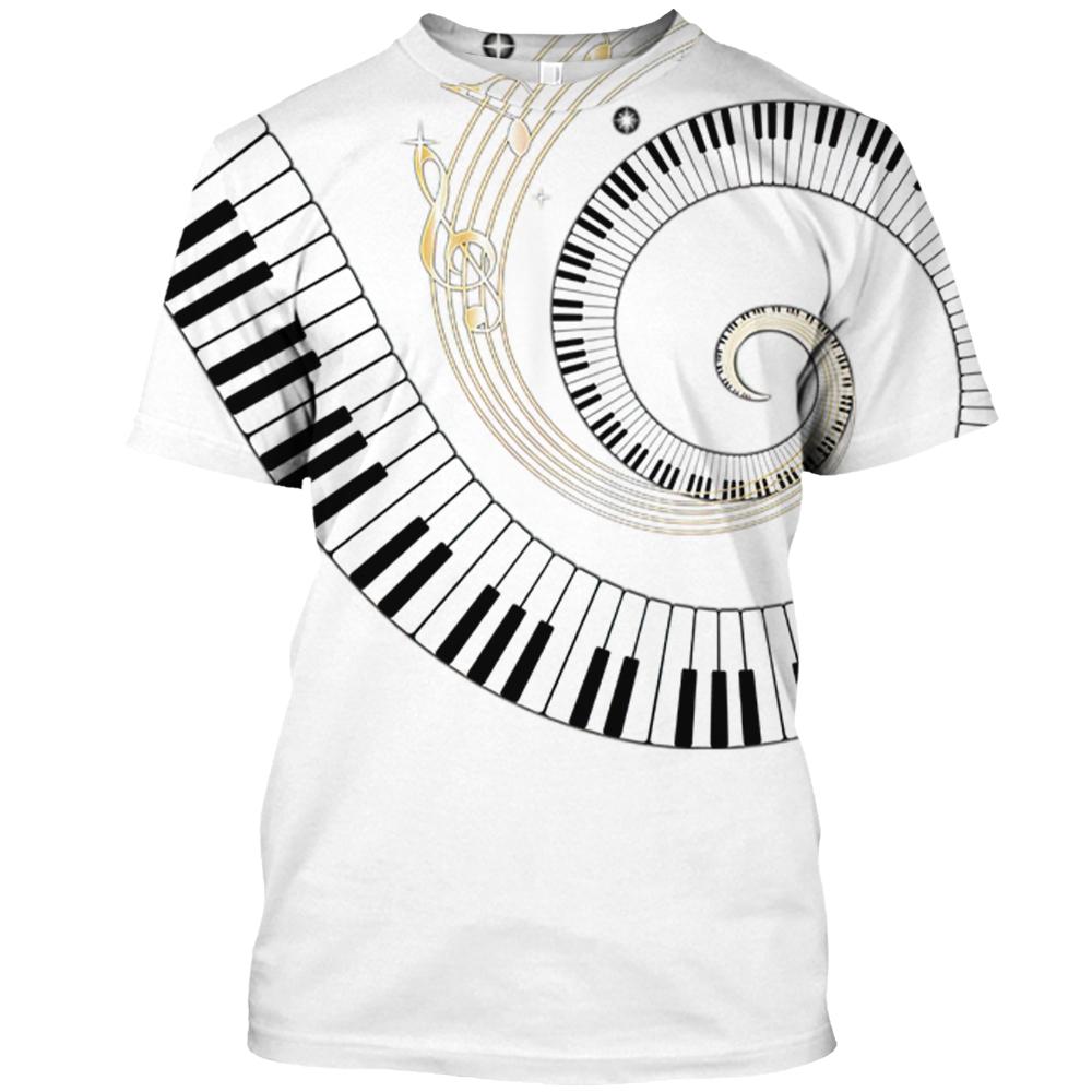 Piano Notes 3D Tricou pentru bărbați, cu uscare rapidă, la modă de vară, ocazional, pentru bărbați, cu mânecă scurtă, unisex, pentru femei, tricou Top