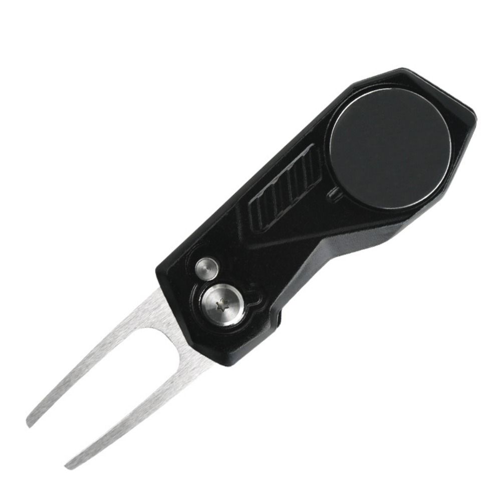 Switchblade Golf Divot Repair Tool Ball Marker Aluminum Alloy Mini Golf Divot Tools Foldable Button Golf Green Fork