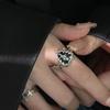 Anello a Cuore con Zircone Nero: Stile Oscuro, Raffinato, Design di Lusso, Lusso da Donna