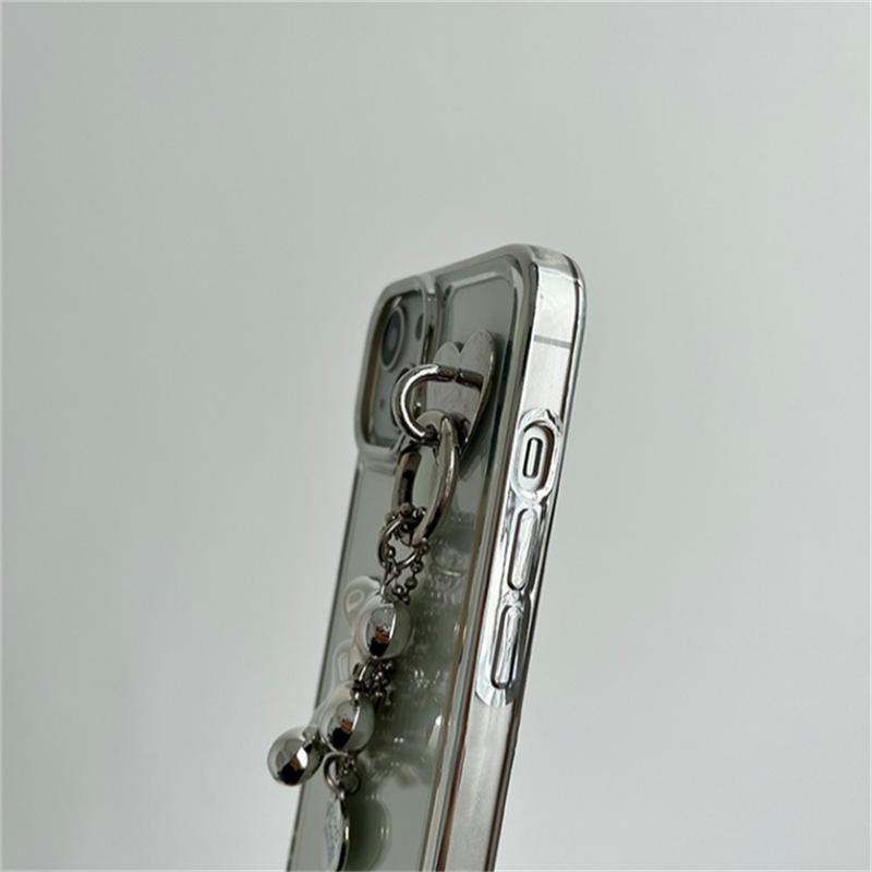 Luxury 3d Love Heart Pendant Transparent Plating Case For Iphone 14 13 12 11 Pro Max X Xr 7 8 Plus Shockproof Soft Cover Funda