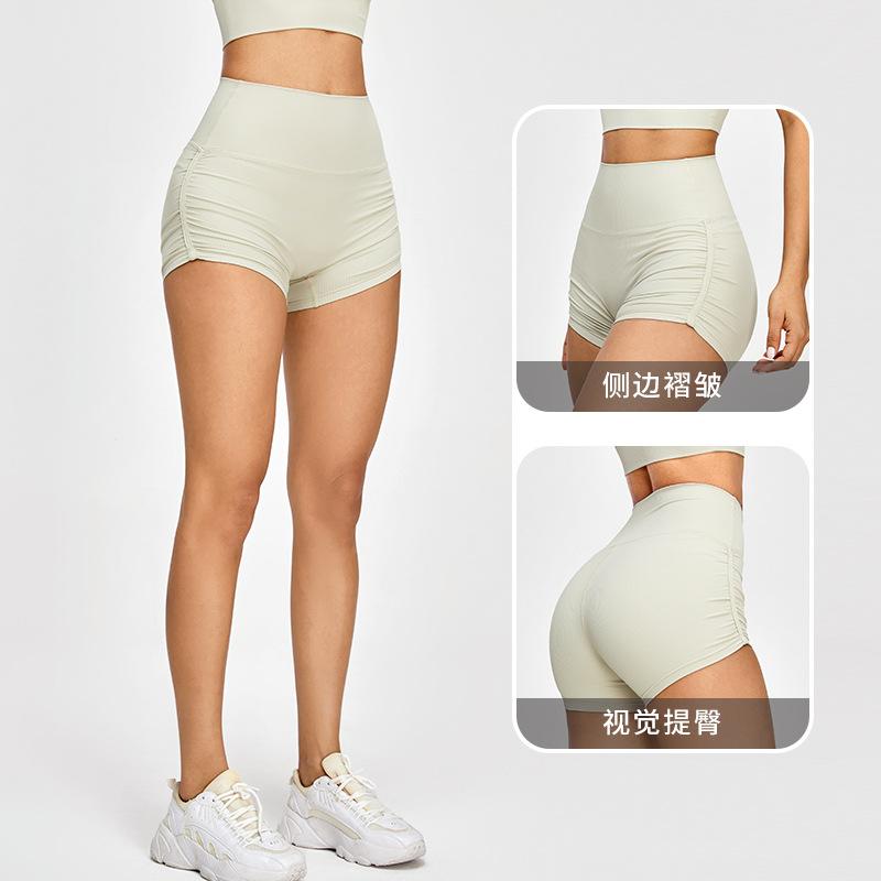 Three-point yoga shorts women's peach hip lift pleated tight fitness shorts quick-drying fitness clothes