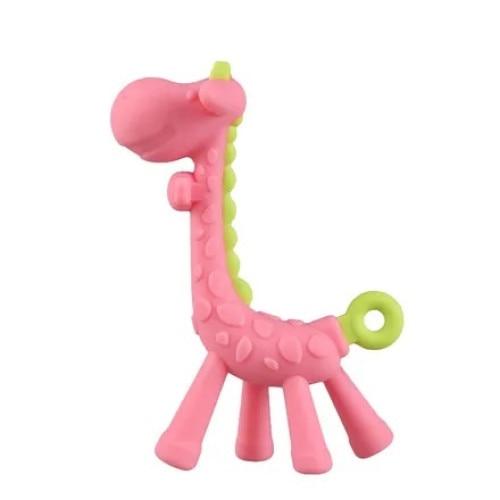 3PCS Baby Teething Toys, Giraffe Shape, Food Grade Silicone, BPA Free, Pink Teether for Infants