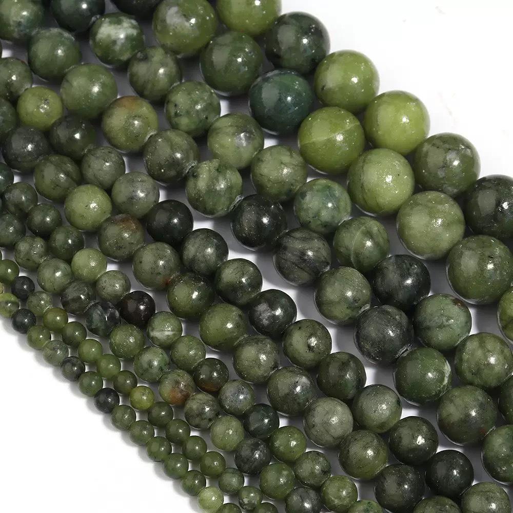 Natural South Jade Round Beads for DIY Jewelry and Accessories