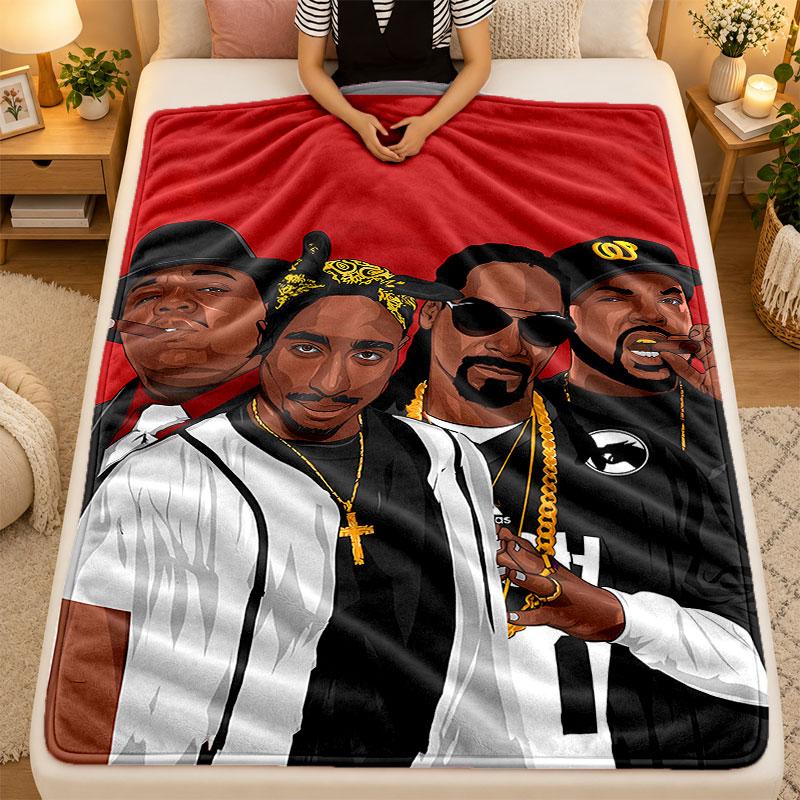 Flannel BlanketTupac Warm Soft Throw Blanket for Indoor Sofa Bed Living Room Use