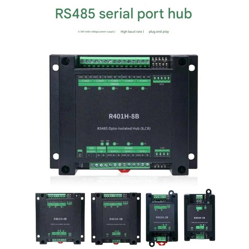 RS485 Optically Isolated Serials Hub Multiple Port Configuration and Half Duplex Operation for Secure Data Exchange