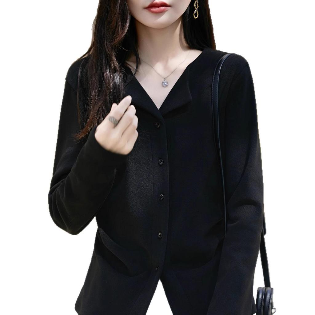 Semišová ležérní dámská košile s ohrnovacím límcem - Podzim/Zima Hřejivá Slim Fit