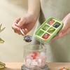 New Ice Storage Compartment with Mini Silicone Square Mould and Lid, Easy Release 6 Cube Ice Tray