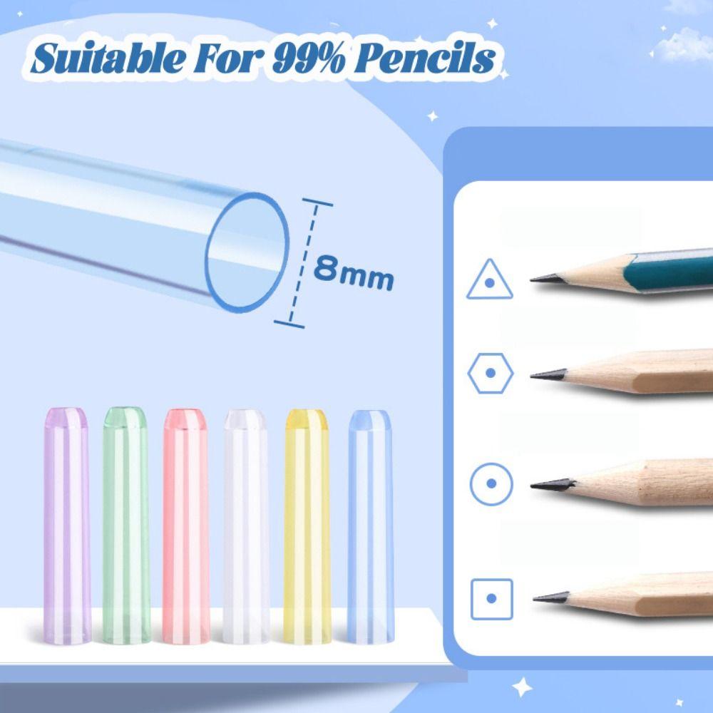 35PCS/Box Solid Color Pencil Cap Transparent Pen Tip Protector Cute Pencil Protective Case Students
