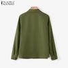 ZANZEA Damen Umlegekragen Einfarbig Locker Langarm Bluse