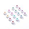 100Pcs 7mm Acrylic Flat Round Beads Colorful Heart Pattern Loose Spacer Beads For DIY Bracelets Earrings Making Supplies
