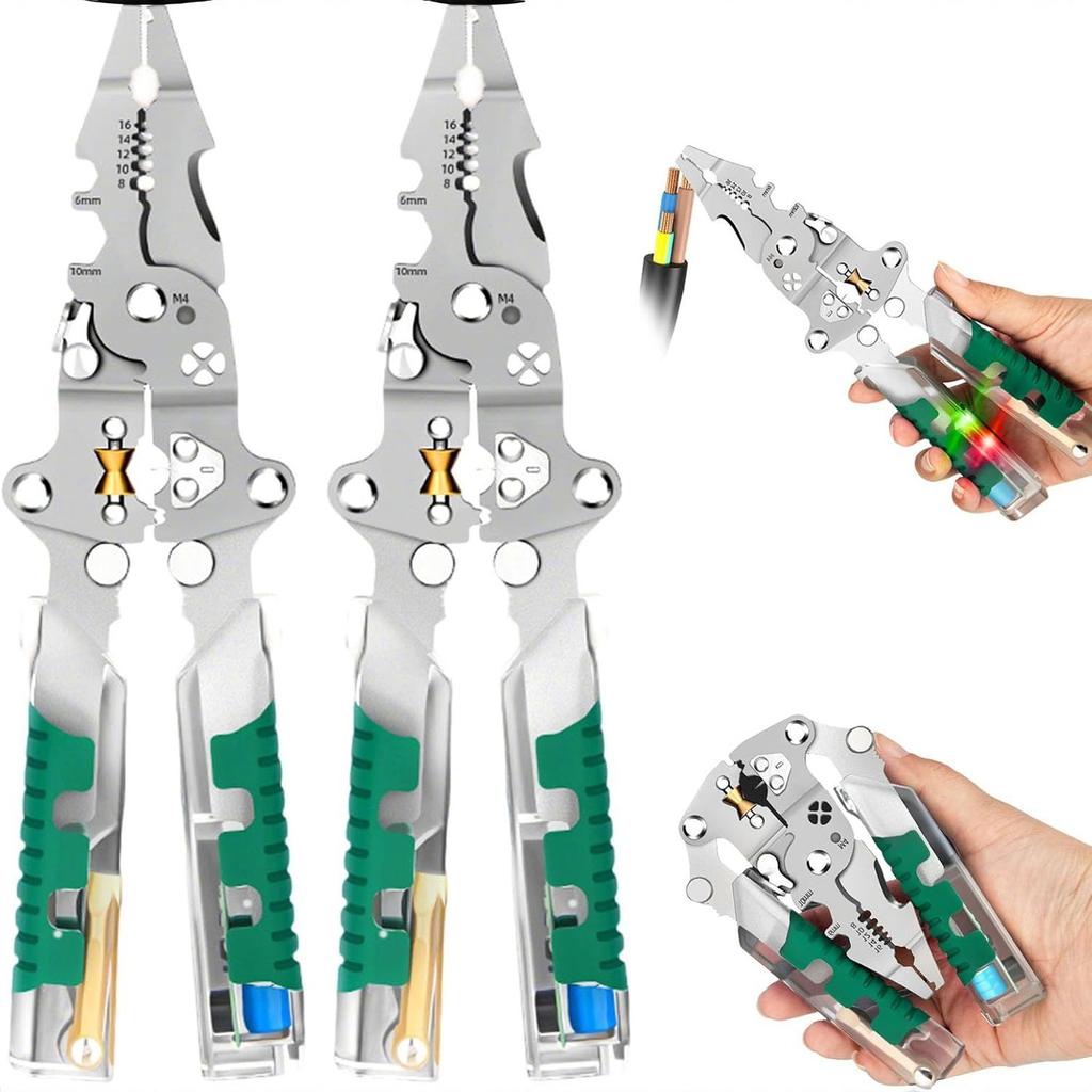 1 Electrical Pliers, Folding Screwdriver Wire Stripper, Upgraded Multi Function Electrician's Pliers, Can Handle Various Repairs
