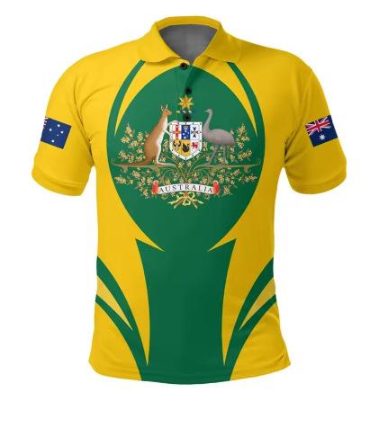 Australian flag polo shirt lapel short sleeve top summer trend clothes 3D printing oversized t-shirt