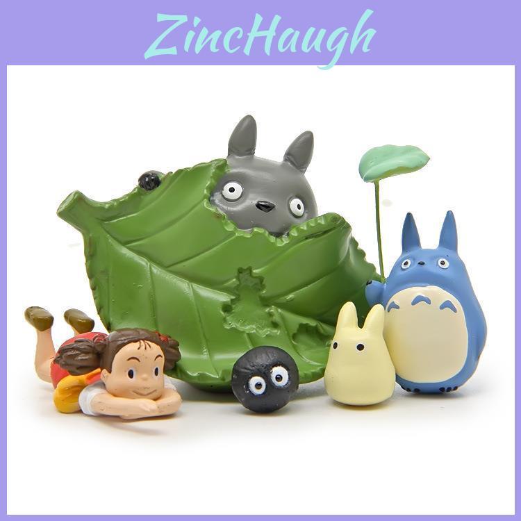 Cartoon My Neighbor Totoro Resin Craft With Leaf Detail And Blue Bus Scene For Gift And Decoration