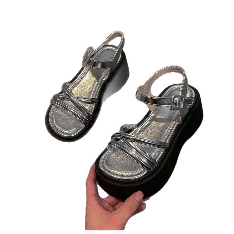 Temperament sandals women's 2025 summer new thick-soled heightening fashionable versatile skirt beach Roman sandals