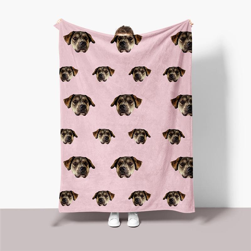 Rosa Hintergrund Foto Gesicht Haustierporträt Mit Bilddecke Personalisierter Stil Flanelldecke