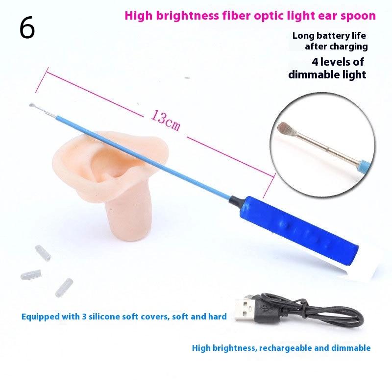 

Ear Cleaner Spoon Led Dimming Light Ear Wax Curette Picker Visual Children Ear Pick Ear Wax Dig Remover Ear Nose Novel Tweezer