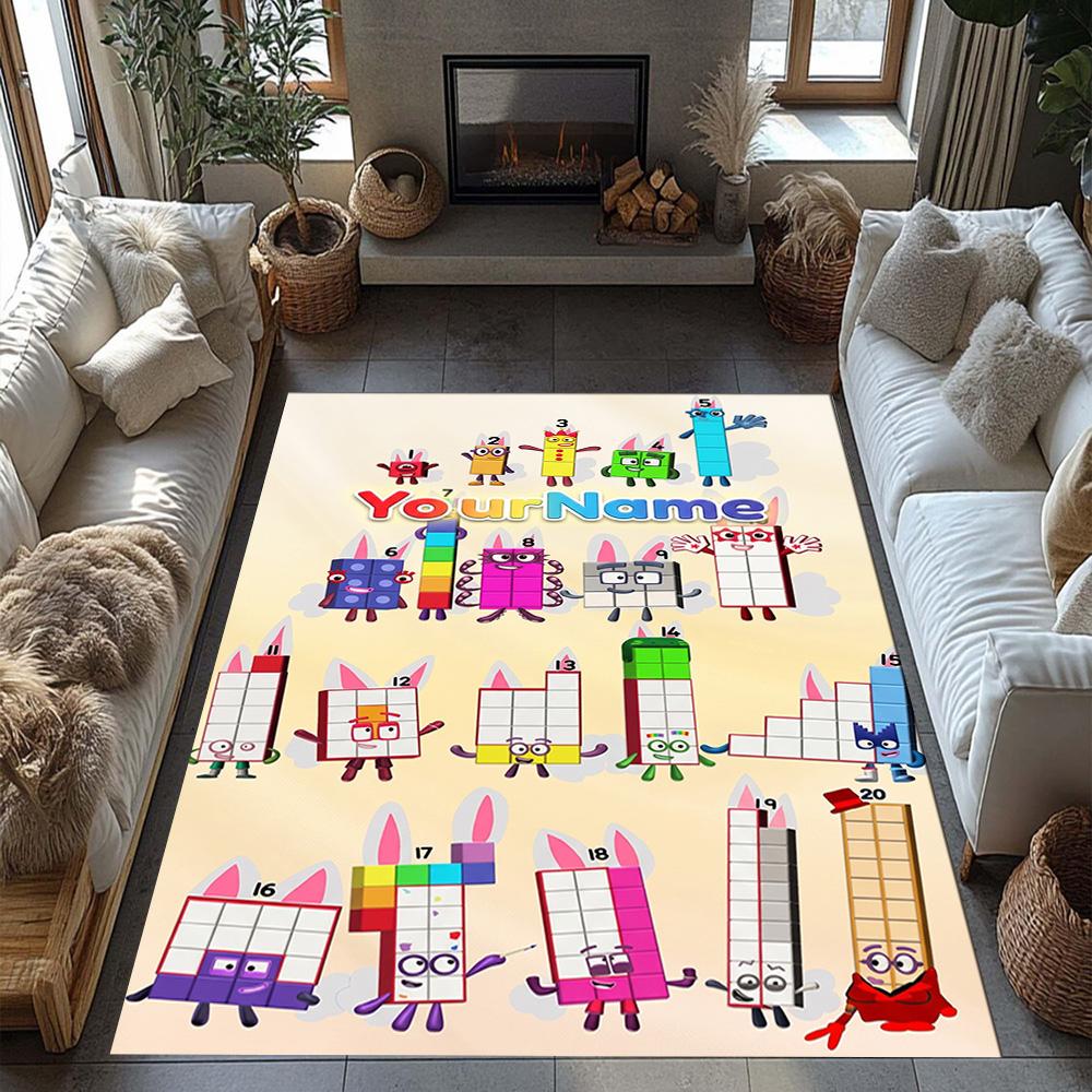 Numberblocks Personalized Name Floor Rug Office Rug Perfect for Playrooms Entryway Game Room Study room Antislip Carpet Anime Office Decor