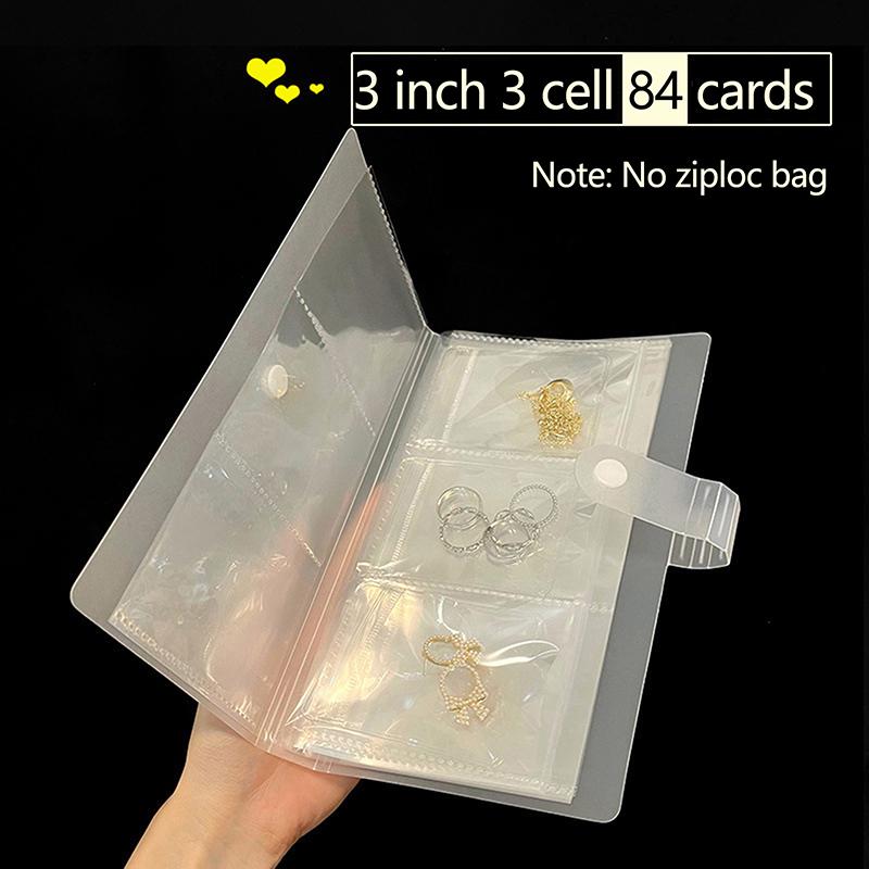 84/160/288 Grid Anti-Oxidation Jewelry Storage Albums Transparent Necklace Bracelet Ring Book Holder Portable Jewelry Bag