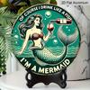 2D Flat Decor Signs, 1pc Round Aluminum Funny Mermaid Wine Sign "Of Course I Drink Like A Fish, I'm A Mermaid" - Aluminum Wall Art Decor, Retro Home