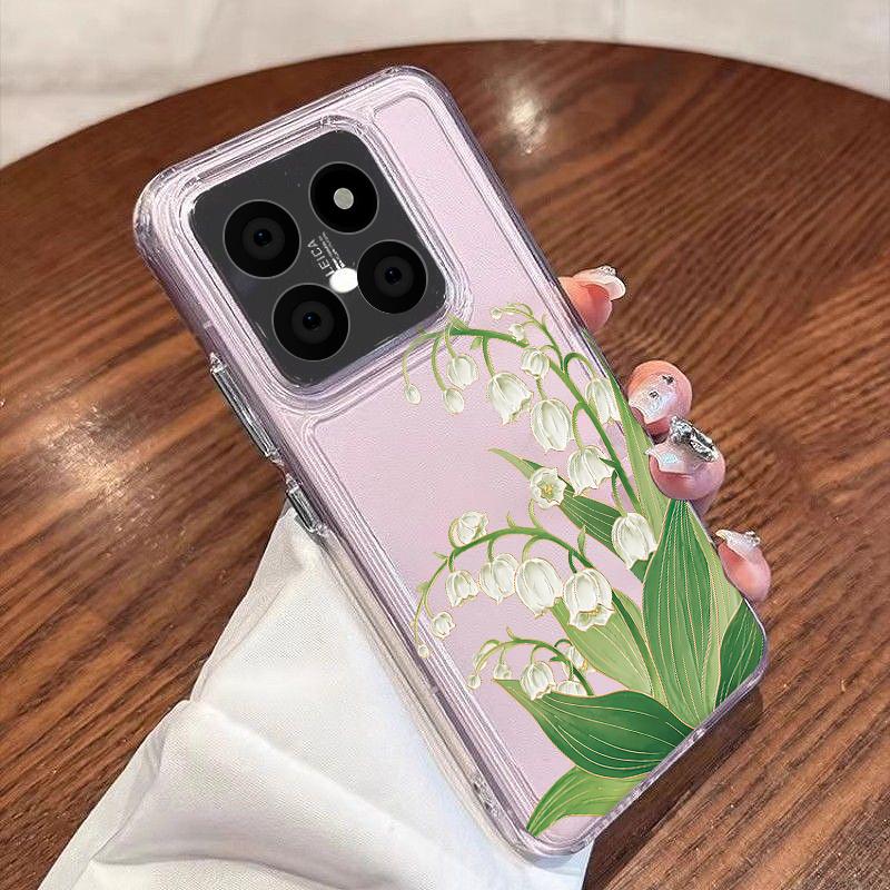Blue Purple Flower Pattern Case For Xiaomi Redmi Note 15 Pro 4G Funda Redmi Note 14 13 Pro 5G Clear TPU Silicone Soft Cover