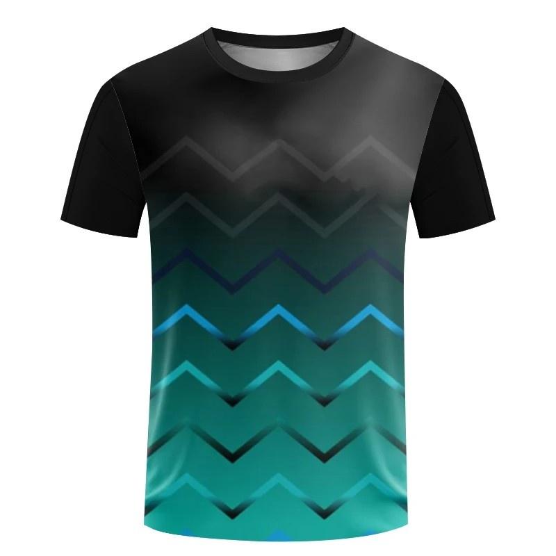 Gradient Geometry Pattern T-Shirt For Men Colorful Stripes 3D Print Tees Casual Unisex Short Sleeve O-Neck Tops Sports T Shirts