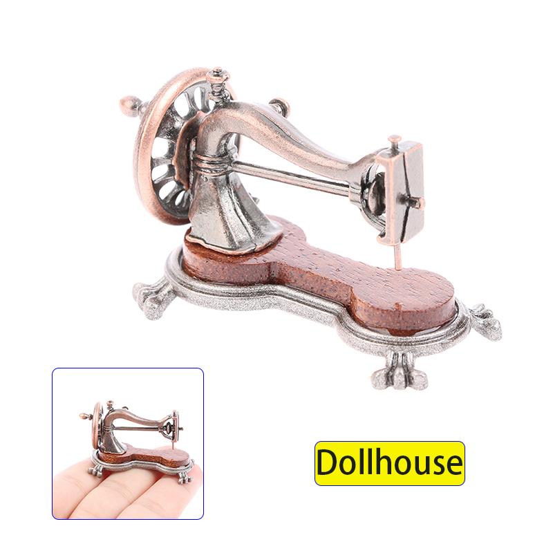 1pc 1:12 Dollhouse Miniature Vintage Sewing Machine Model Furniture Accessories Family retro collection ornaments