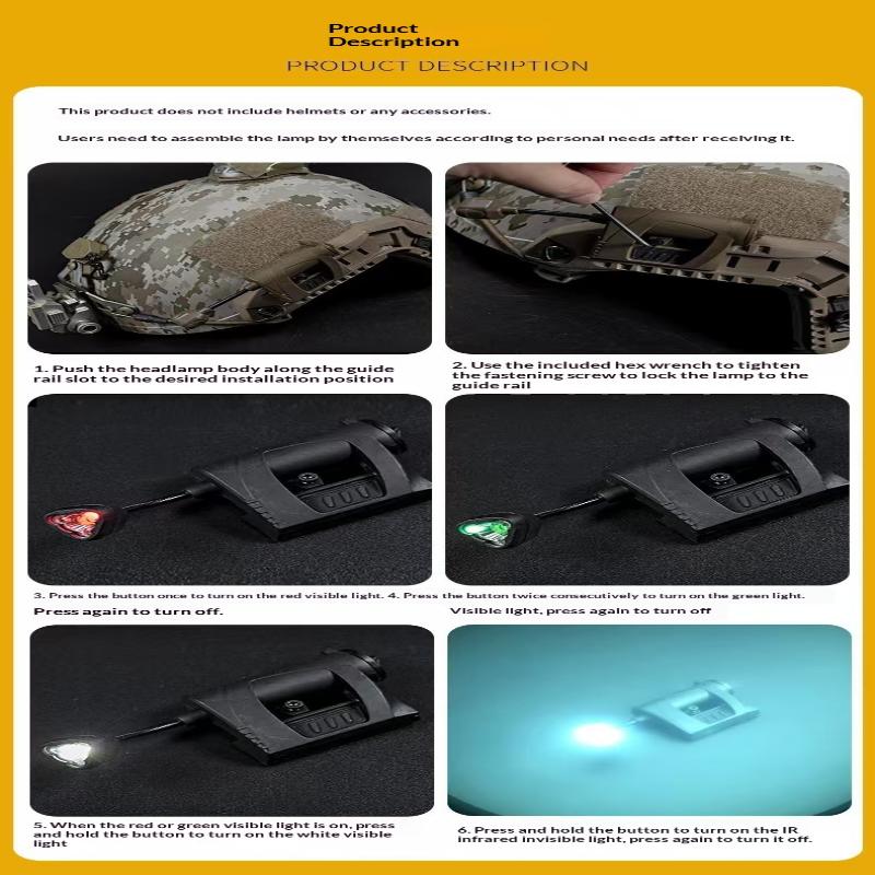 3-Modus LED-Taschenlampe: Taktische Helmleuchte für die nächtliche Beleuchtung im Freien – Laserjagd, Militär, Radfahren, Angeln