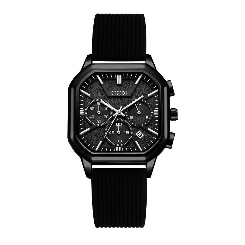 Three-Eye Six-Pin Business Women S Watch Niche High-End Multi-Function Calendar Silicone Quartz Waterproof Watch
