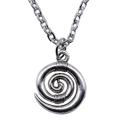 Fashion Simple Necklace Vintage Antique Silver Color Vortex Symbol Pendant Necklace 15x19mm Durable Alloy Neck Chain