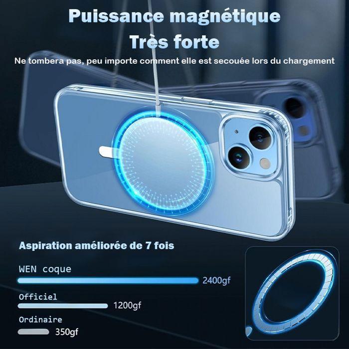 Coque de téléphone - WENZYLIQUOX - iPhone 14 Plus - MagSafe aimantée - Verre trempé inclus - Bumper TPU antichoc