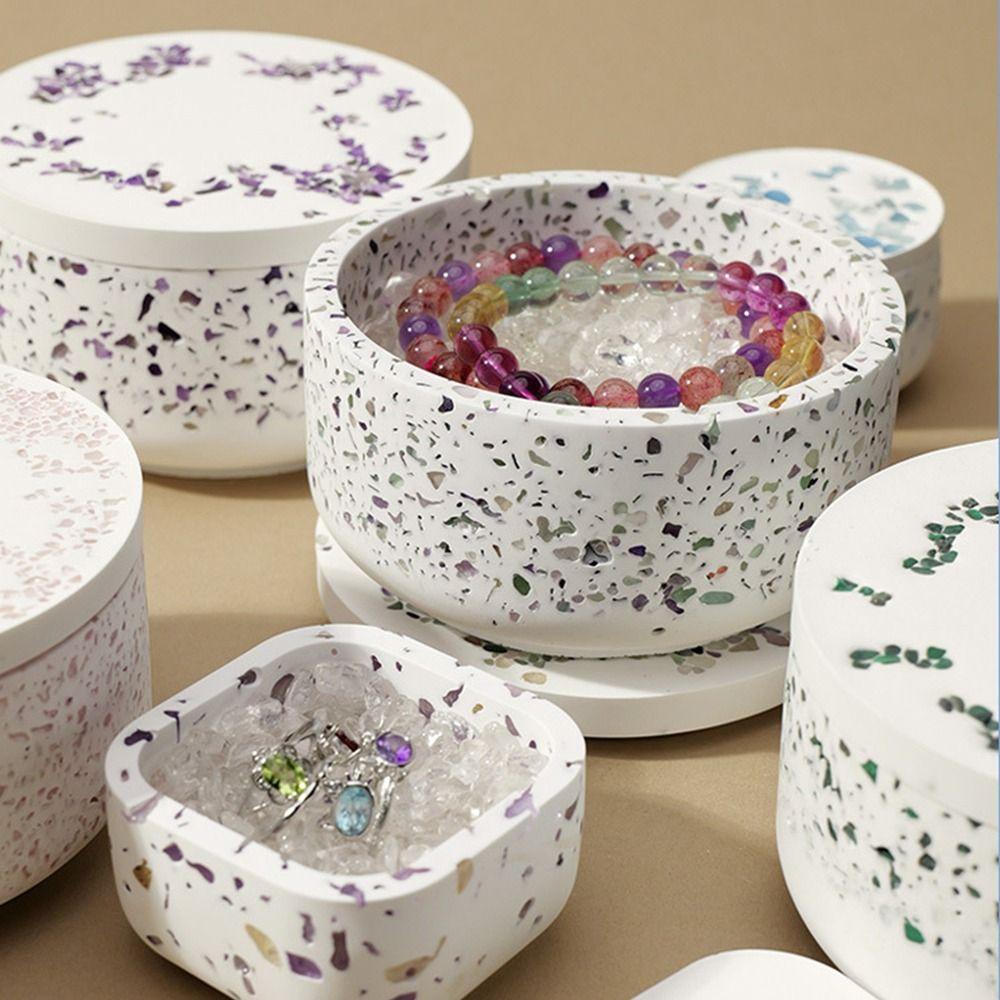 Creative Natural Crystal Round Gypsum Degaussing Bowl Jewelry Storage Container  Office Decor