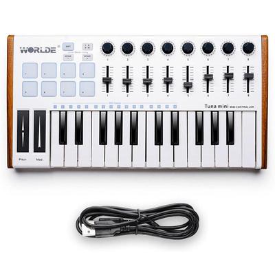 Worlde Tuna MIDI Controller Portable 25-Key USB Keyboard & Drum Pad Music Arranger Keyboard Electronic Sound Controller