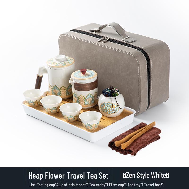 Portable Ceramic Gongfu Outdoor Tea Set with Kuaike Cups - Ideal for Business Gifts and Travel.
