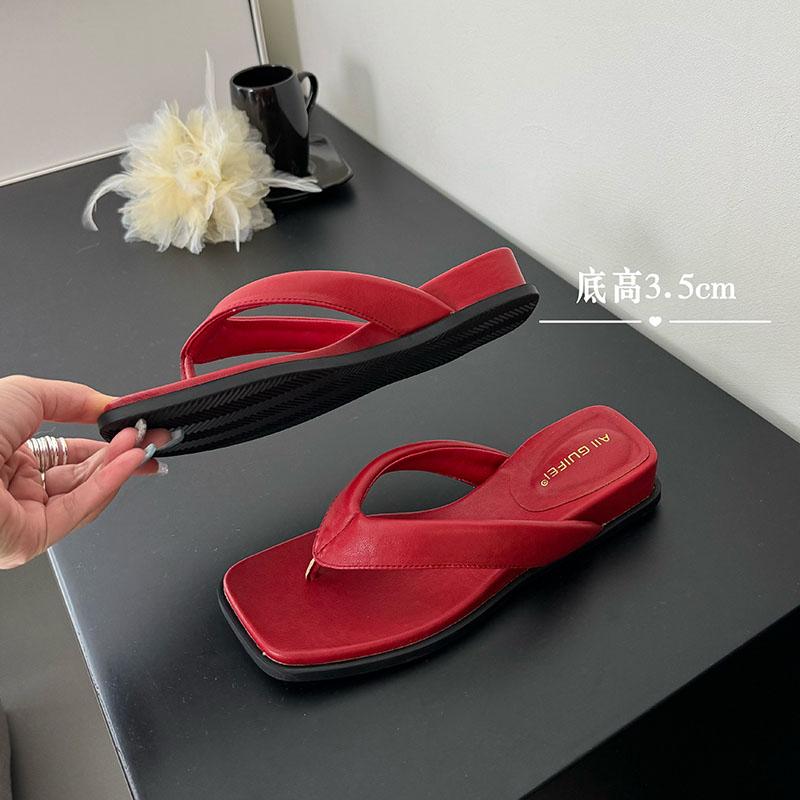 Fashion 2025 New Women Flats Slippers Slides Sandals Shoes Summer Beach Female Flip Flops Fashion Square Toe Ladies Flats Slippers Shoes