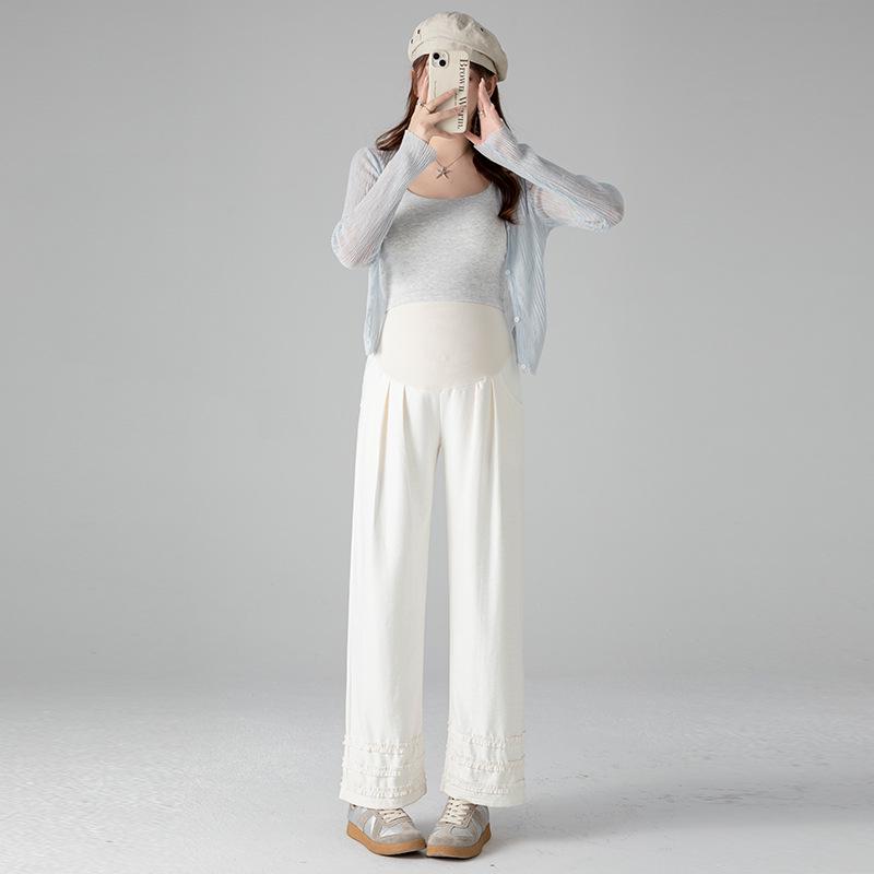 

2026 Spring/Summer Lace Belly Support Wide-Leg Casual Pants L бежевий/абрикосовий