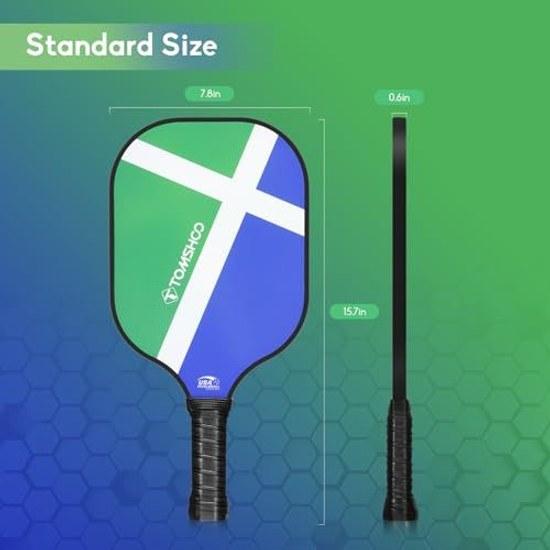 TOMSHOO Pickleball Paddle 2 4 Piece Set USAPA Approved Lightweight Fiberglass Includes 8 Pickleballs One Sling Bag Suitable Women Men Beginner Gift