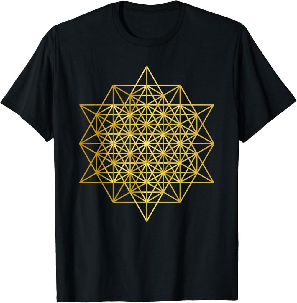 Sacred Geometry Grid of Life Yantra Spiritual Yoga Graphic T-Shirt Men Casual Cotton Crewneck Tee