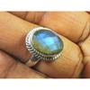 Natural Labradorite 925 Sterling Silver Oval Handmade Vintage Ring Size US-7 MK-56