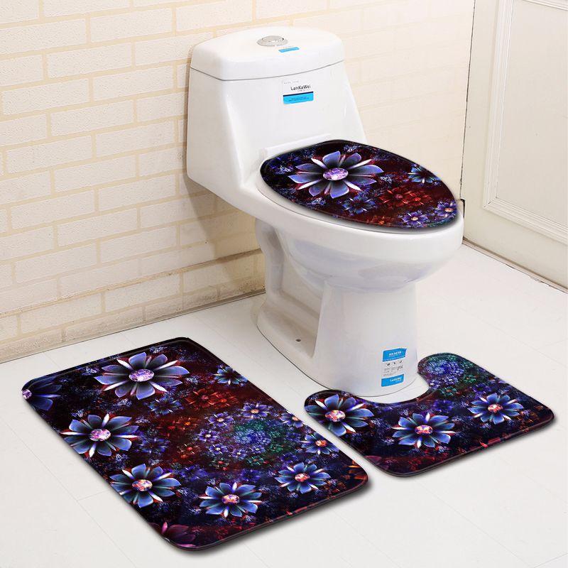 3D Printed Bathroom Toilet Three-Piece Floor Mat Door Mat Bathroom Carpet