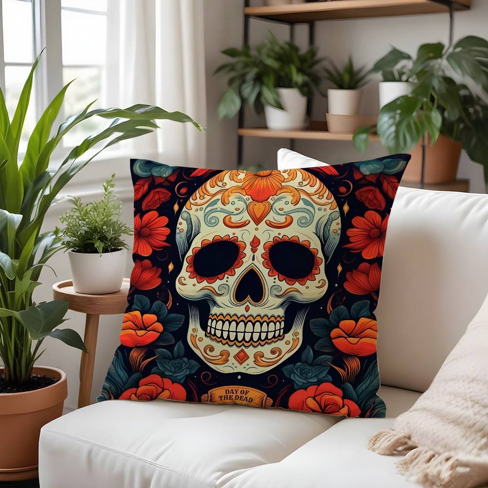 Day Of The Dead Pillow Case Plush Fabric Soft Pillowcase Double Sided Print Cushion Cover Household Gifts