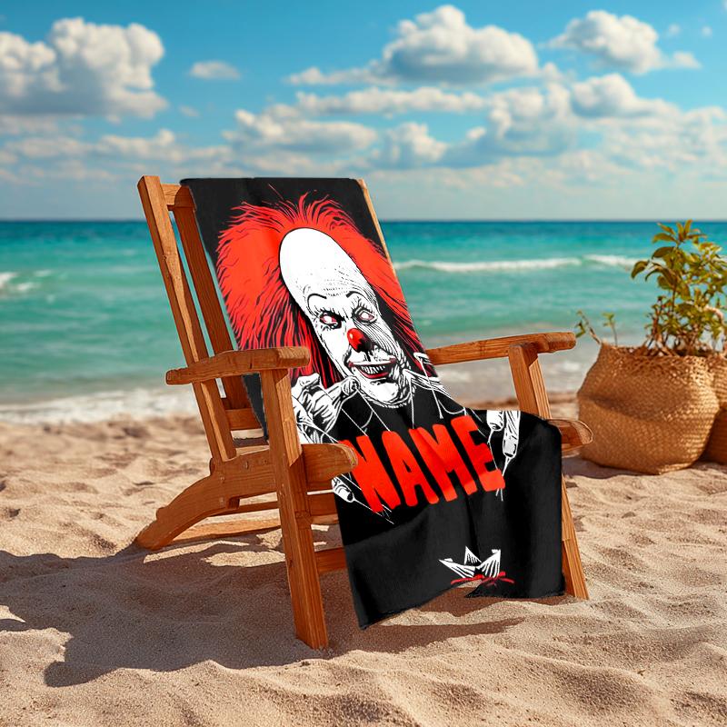 Personalized customized proof beach towel with Pennywise the Dancing Clown pattern - soft, absorbent,quick-drying,perfect swimming,camping&bathing