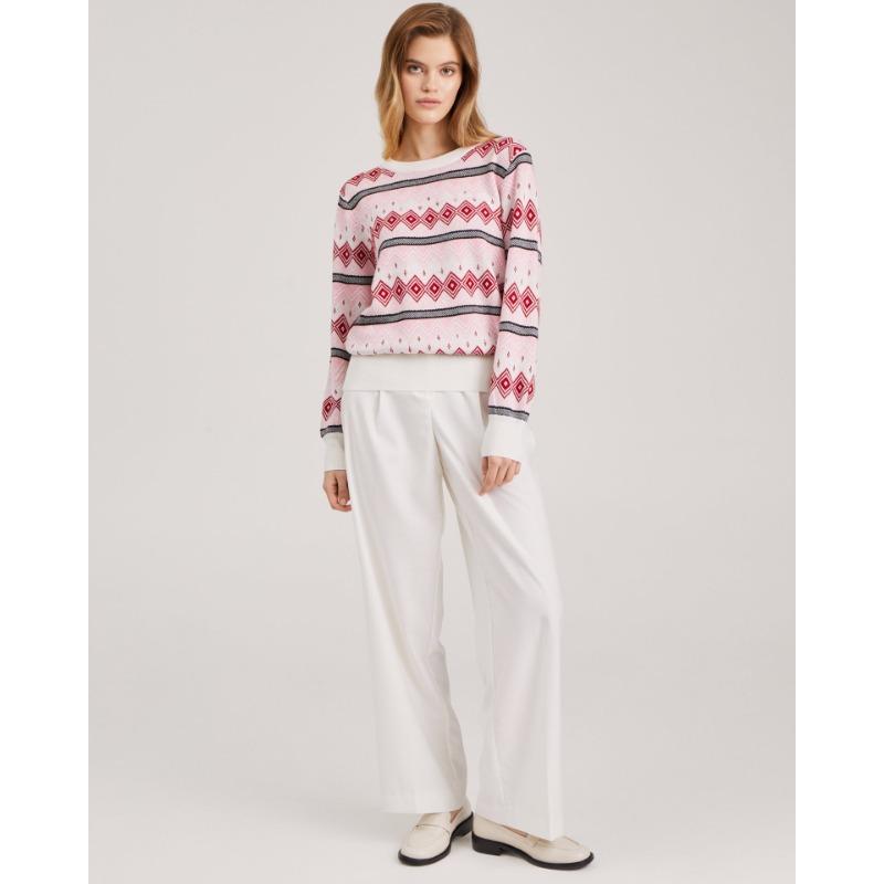 Women's Fall/winter Knitted Jacquard Crew-neck Sweater