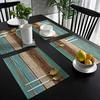 1PC Vintage Wood Print  Placemats for Dining Table Decoration Floral Fiesta Washable Mat Home Decor Holiday Supplies