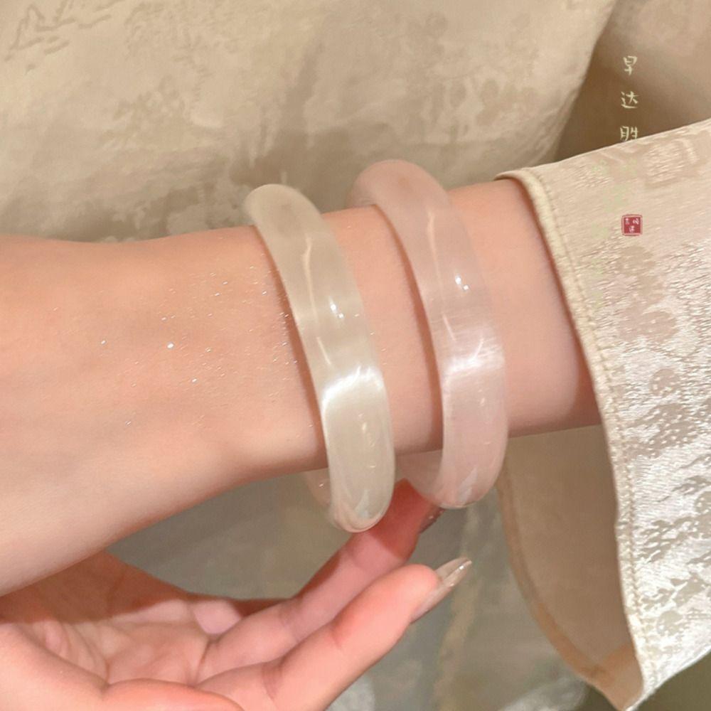 Round Chinese Style Bangle Geometric Opal Bracelet Simple Circular Bracelet  Gift