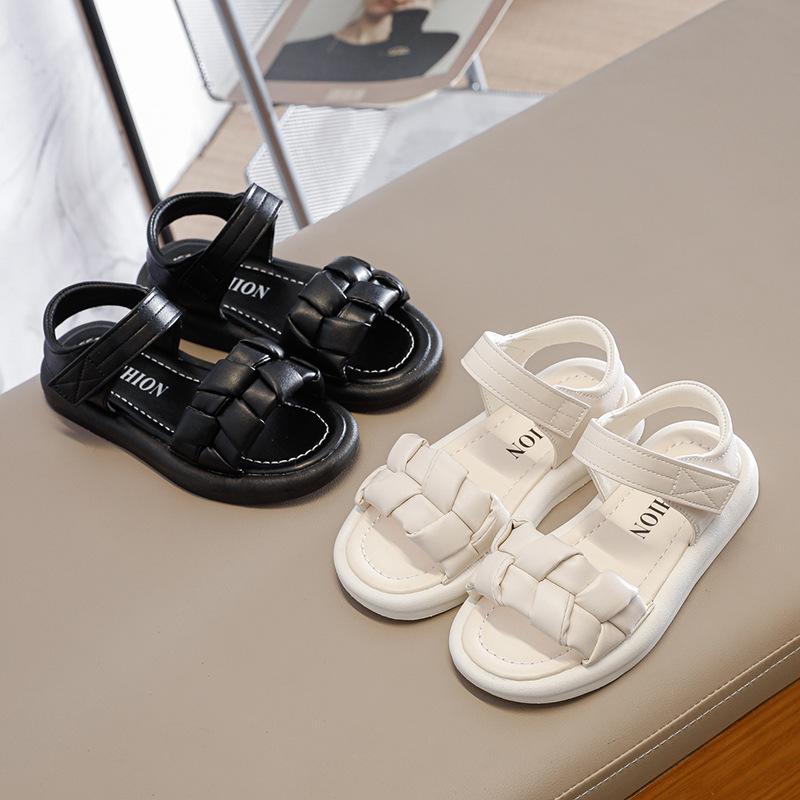 Mädchen Causal Sandalen Sommer Mode Einfarbig Kinder Flechtstil Offene Zehen Strandschuhe Süße Prinzessin Kinder Ballerinas Schuhe Heiß