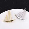 Exquisite Small Sailboat Brooch For Women Men  Temperament Lapel Pins Versatile Shiny Corsage Clothing Accessories Gifts